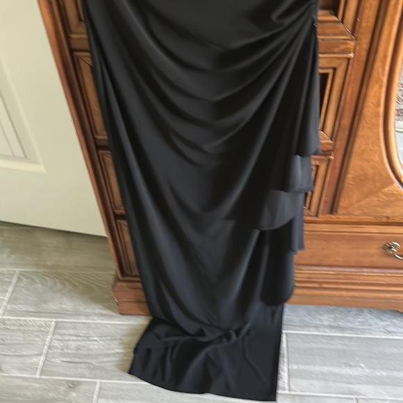 Alex Evenings black gold ruched maxi dress 4P NWOT - Picture 4 of 12